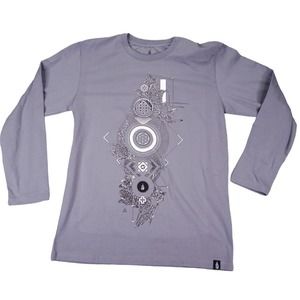Threyda Shirt‎ Mens Large Gray Pullover Lightweight Geometric Logo Mandala 2730